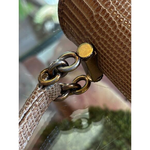 GUCCI Beige Vintage Lizard Embossed Satchel - Picture 6 of 13